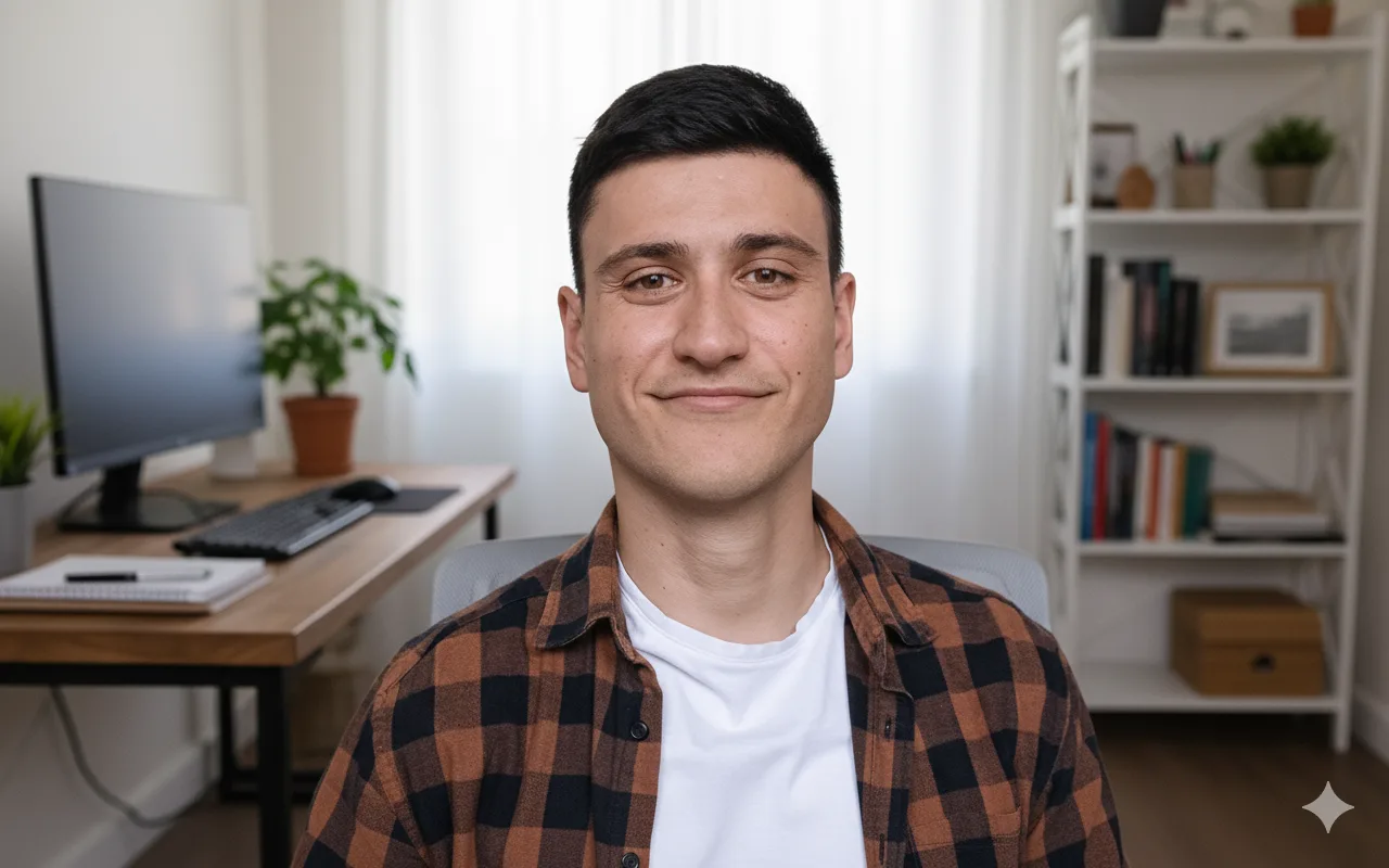 Yannik Lottes, Coach und Psychologe, in einem hellen Home-Office
